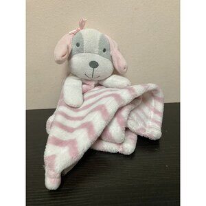S.L. Home Fashions Pink & White Stripe Plush Puppy Dog Lovey Security Blanket